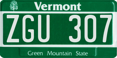 VT license plate ZGU307