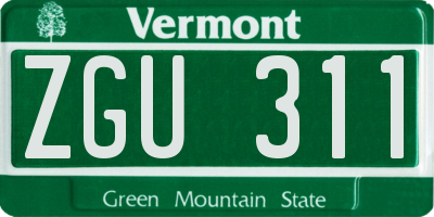 VT license plate ZGU311