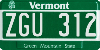 VT license plate ZGU312
