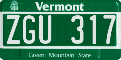 VT license plate ZGU317