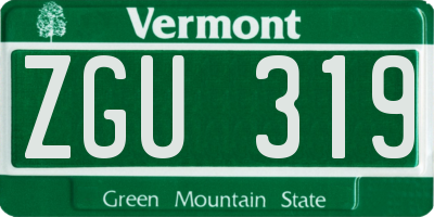 VT license plate ZGU319