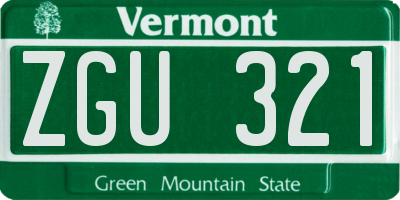 VT license plate ZGU321