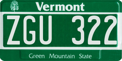 VT license plate ZGU322