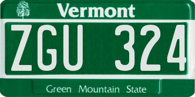 VT license plate ZGU324