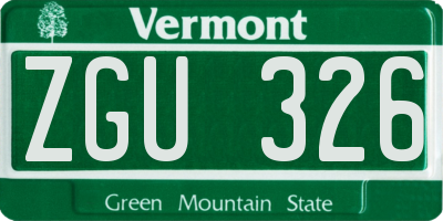 VT license plate ZGU326