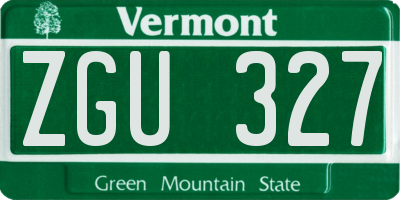VT license plate ZGU327