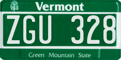 VT license plate ZGU328