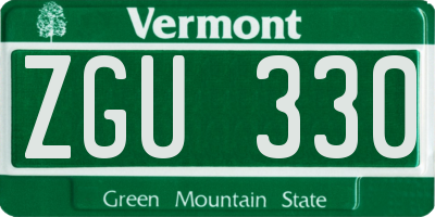 VT license plate ZGU330