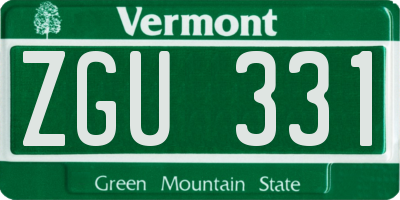 VT license plate ZGU331
