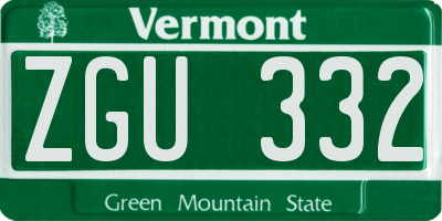VT license plate ZGU332