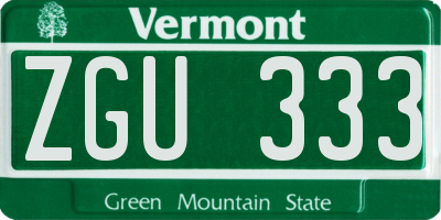 VT license plate ZGU333