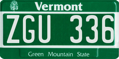 VT license plate ZGU336