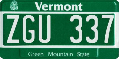 VT license plate ZGU337