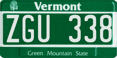 VT license plate ZGU338
