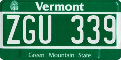 VT license plate ZGU339