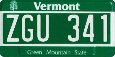 VT license plate ZGU341
