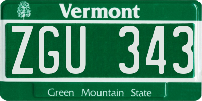 VT license plate ZGU343