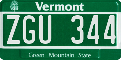 VT license plate ZGU344