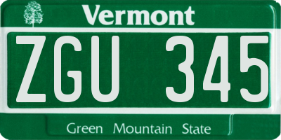VT license plate ZGU345