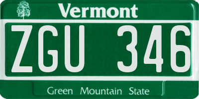VT license plate ZGU346