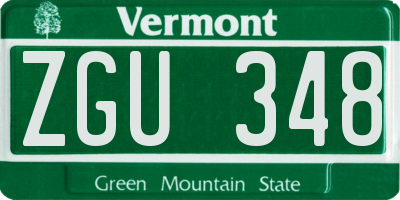 VT license plate ZGU348