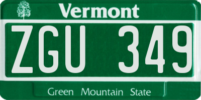 VT license plate ZGU349