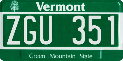 VT license plate ZGU351