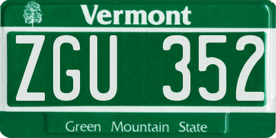 VT license plate ZGU352