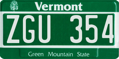 VT license plate ZGU354