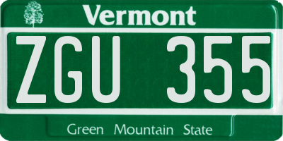 VT license plate ZGU355