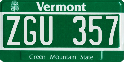VT license plate ZGU357