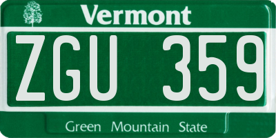 VT license plate ZGU359