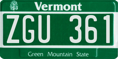 VT license plate ZGU361