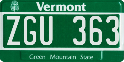 VT license plate ZGU363
