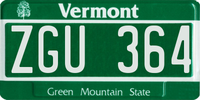 VT license plate ZGU364