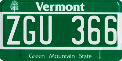 VT license plate ZGU366