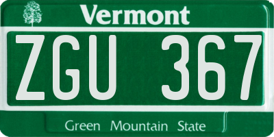 VT license plate ZGU367