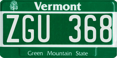 VT license plate ZGU368