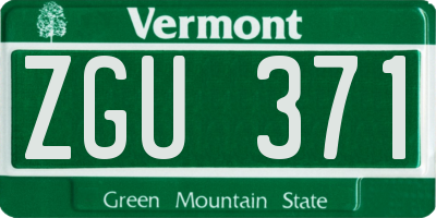 VT license plate ZGU371