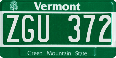 VT license plate ZGU372