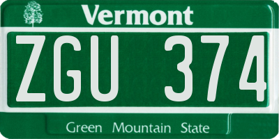 VT license plate ZGU374