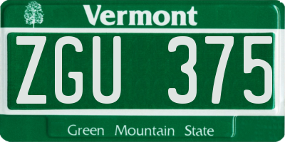 VT license plate ZGU375