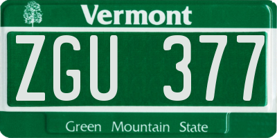 VT license plate ZGU377