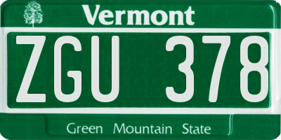 VT license plate ZGU378