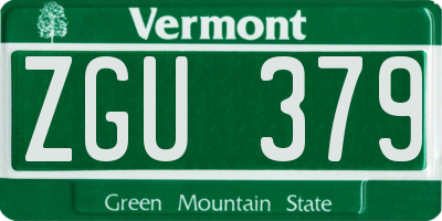VT license plate ZGU379