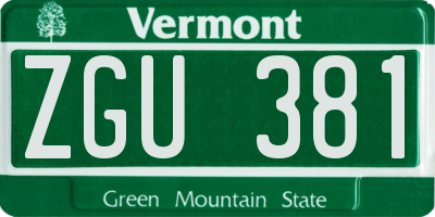 VT license plate ZGU381