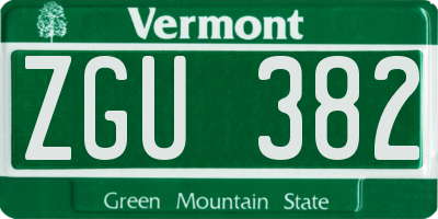 VT license plate ZGU382