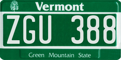 VT license plate ZGU388