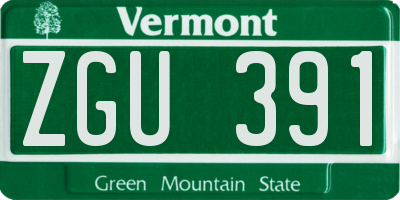 VT license plate ZGU391