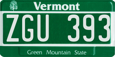 VT license plate ZGU393